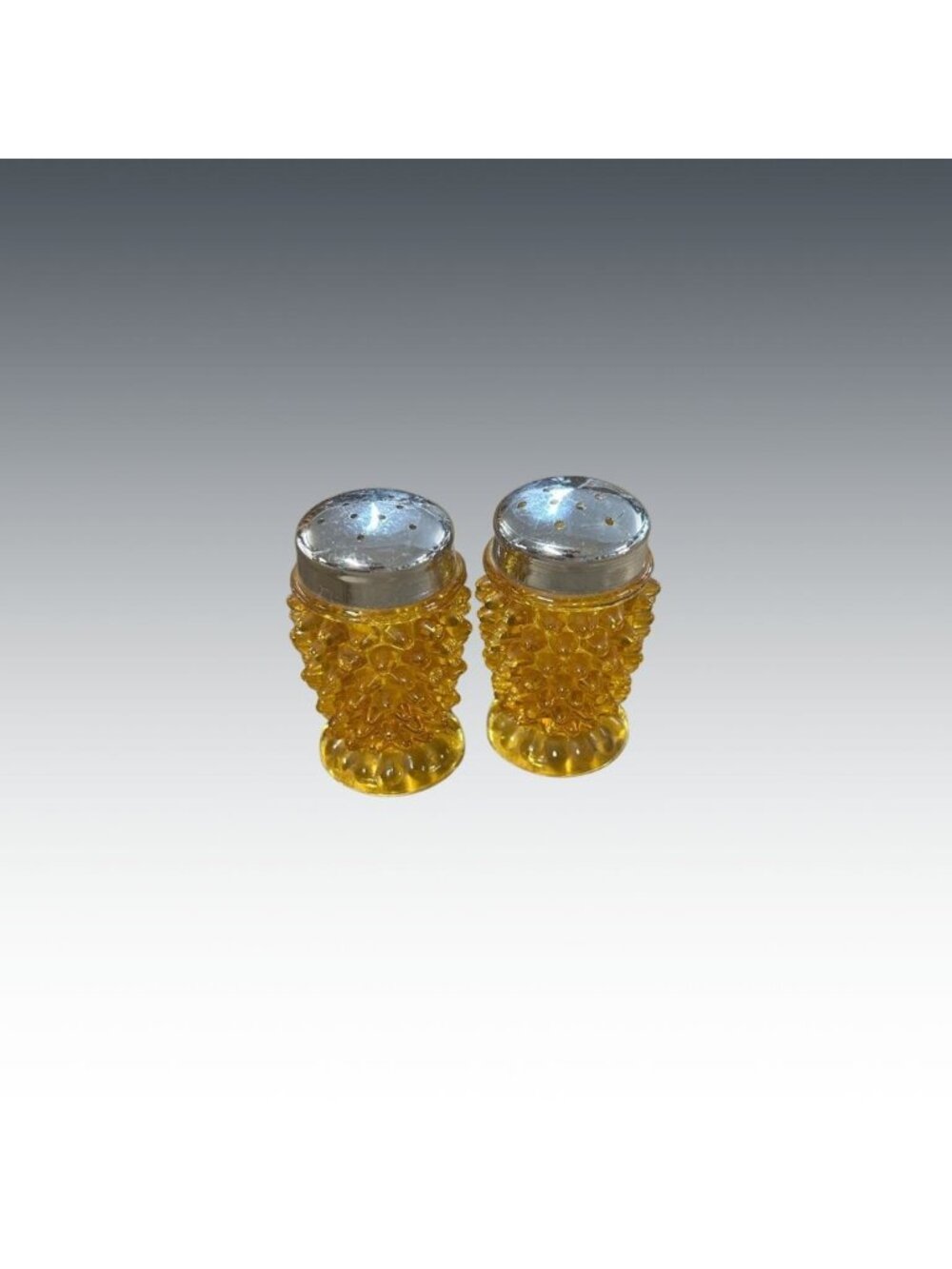 Vintage Amber Hobnail Glass Salt and Pepper Shaker Set